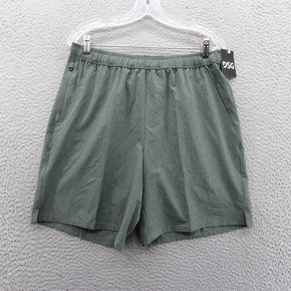 DSG Mens Medium Agility Woven Shorts Muted Olive Heather Green 8" Inseam NEW
